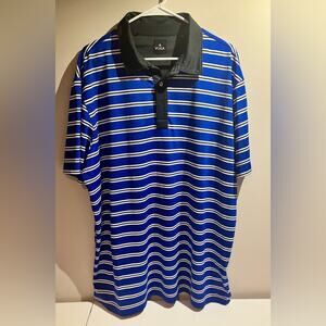 VUGA Golf Performance Polo Shirt Men’s Size XXL Blue Stripe Stretch
